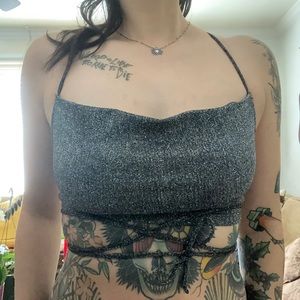 Glitter tie up tube top size small from urban outfitters